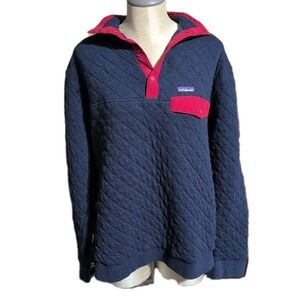 Patagonia Quilt T snap Pullover Mens faded Blue red sweater Size XL? Read